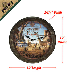 welcome to the farm deer wall clock