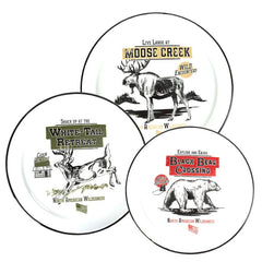 north american wilderness enamelware round platters