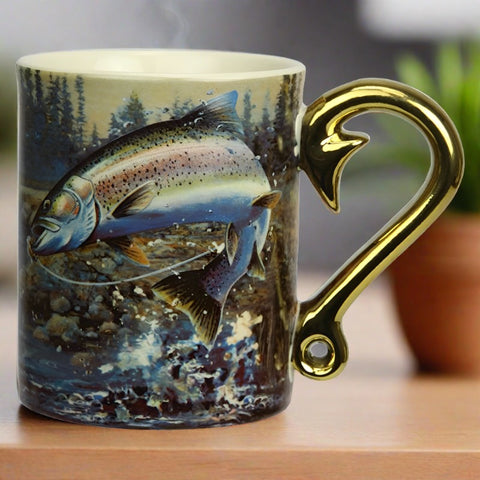 Rainbow Trout Scene Ceramic Beverage Mug