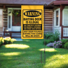 warning baiting deer is illegal garden flag with pole