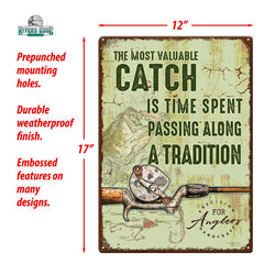 most valuable catch fishing tin sign