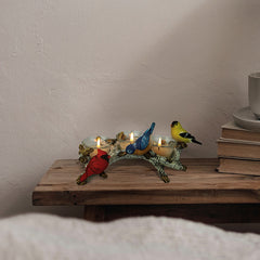 birch and birds candle holder set