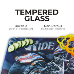ride free motorcycle glass cutting board