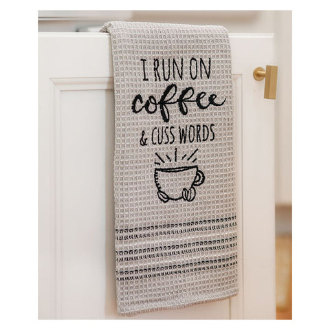 I Run On Coffee & Cuss Words Kitchen Dish Towel