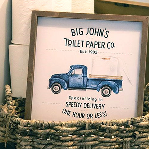 Big John's Toilet Paper Co. Framed Advertising Sign