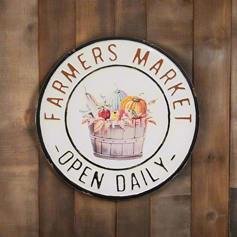 Farmer's Market Open Daily Round Sign