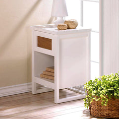 perfectly white and wood side table