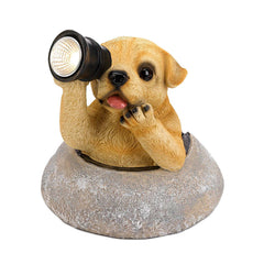 puppy with telescope solar light