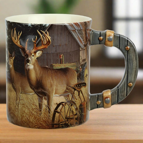 3D Deer On Farm Ceramic Beverage Mug
