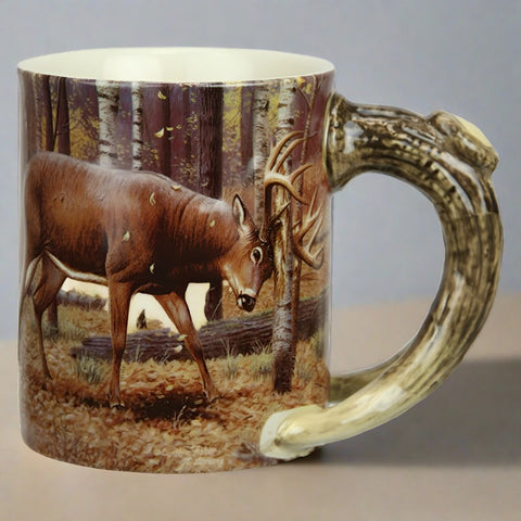 3D Deer Scene Ceramic Mug