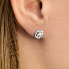 cultured freshwater pearls and cz stud earrings