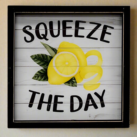 Squeeze The Day Framed Lemon Sign
