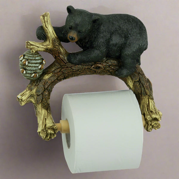 Park Designs Cast Black Bear Toilet Tissue Holder