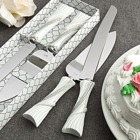 Bling Heart Wedding Day Cake Knife & Server Set