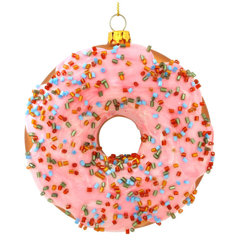 Pink Frosted Doughnut Glass Ornament