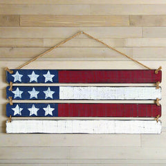 slatted wooden american flag plaque