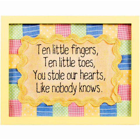 Ten Little Fingers and Toes Framed Stitchery