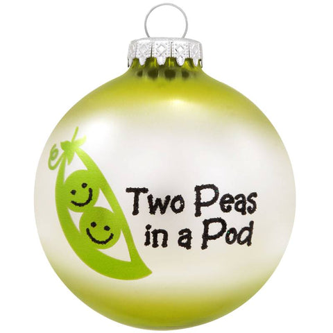 Two Peas In A Pod Glass Ornament