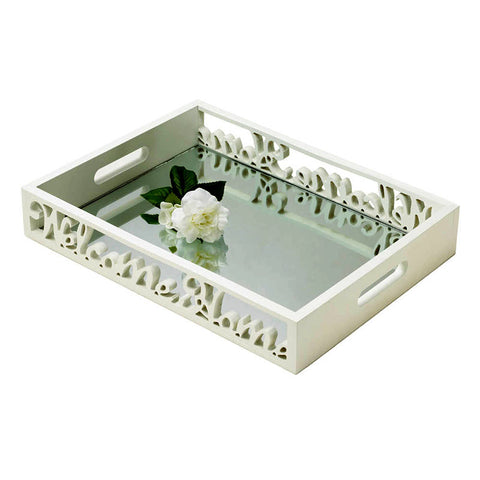 Welcome Home Mirrored Serving Tray
