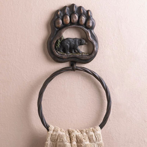 Black Bear Paw Towel Ring