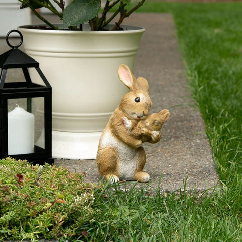 Bonding Time Mom and Baby Rabbit Figurine