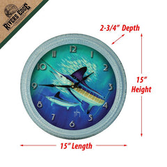 guy harvey marlin fishing wall clock