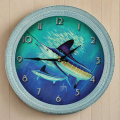 guy harvey marlin fishing wall clock