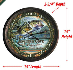 anglers cove bass fishing wall clock