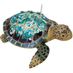 turquoise sea turtle glass ornament