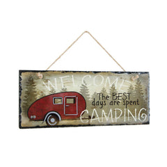 the best days are spent camping welcome slate