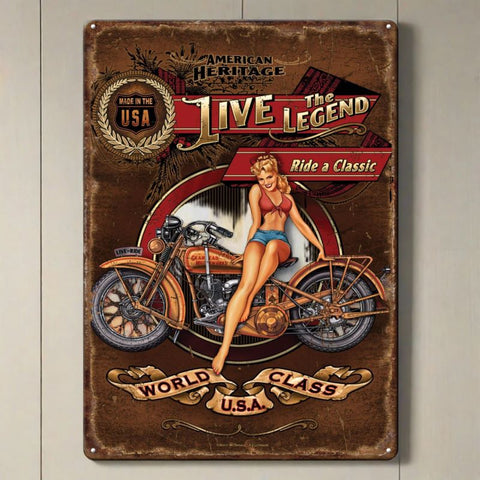 Live The Legend Motorcycle Sign