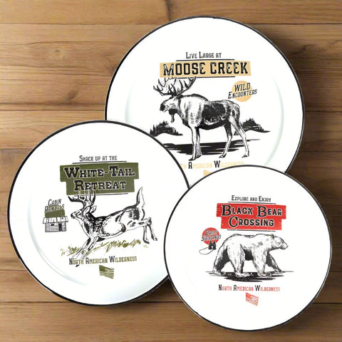 North American Wilderness Enamelware Round Platters