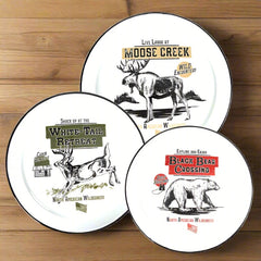 north american wilderness enamelware round platters