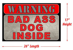 warning dog inside door mat