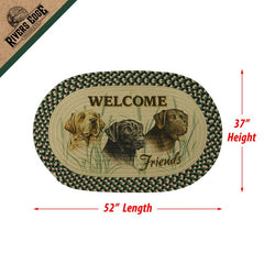 welcome friends labrador dogs braided oval rug