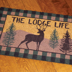 the lodge life deer coir door mat