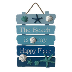the beach is my happy place hanging sign