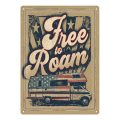 free to roam tin sign