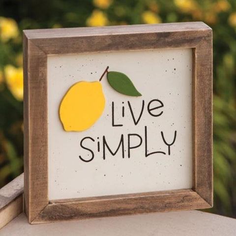 Live Simply Lemon Framed Box Sign