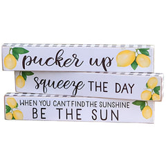 pucker up lemon mini stacking signs