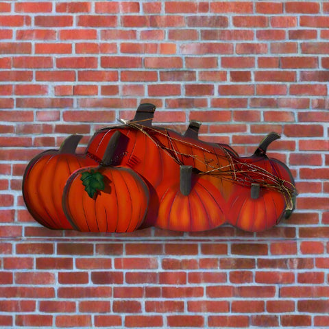 Large Pumpkin Row Fall Wall Decor