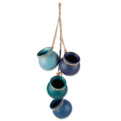 shades of blue dangling mini garden pots