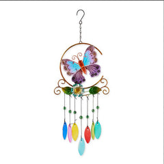 glass leaves butterfly wind chimes
