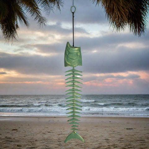 Verdigris Fish Bone Wind Chimes