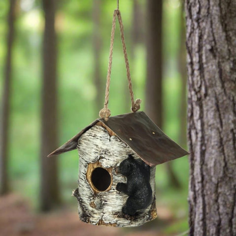 Birch Tree Bear Birdhouse