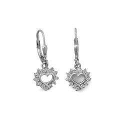 cutout cz heart lever back earrings