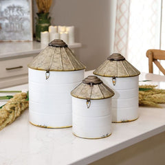 metal grain silo kitchen canisters