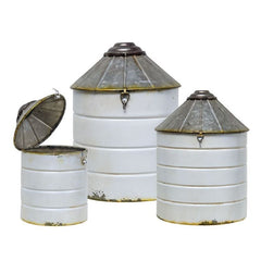 metal grain silo kitchen canisters