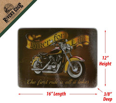 biker for life motorcycle glass cutting board