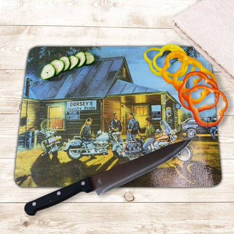 Dorsey's County Pride Motorcycle Glass Cutting Board